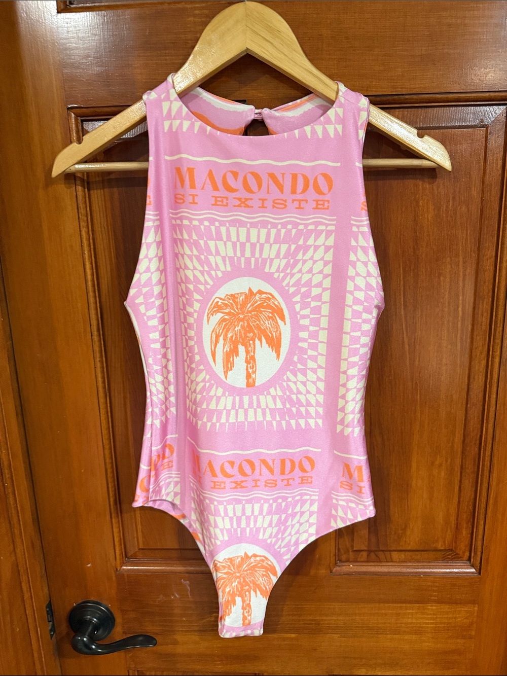 MAYORGA MACONDO Pink & Orange Graphic Bodysuit
